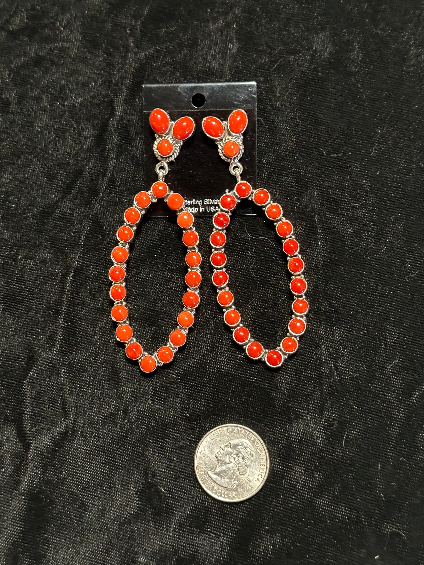 Red Coral Post Dangle Earrings