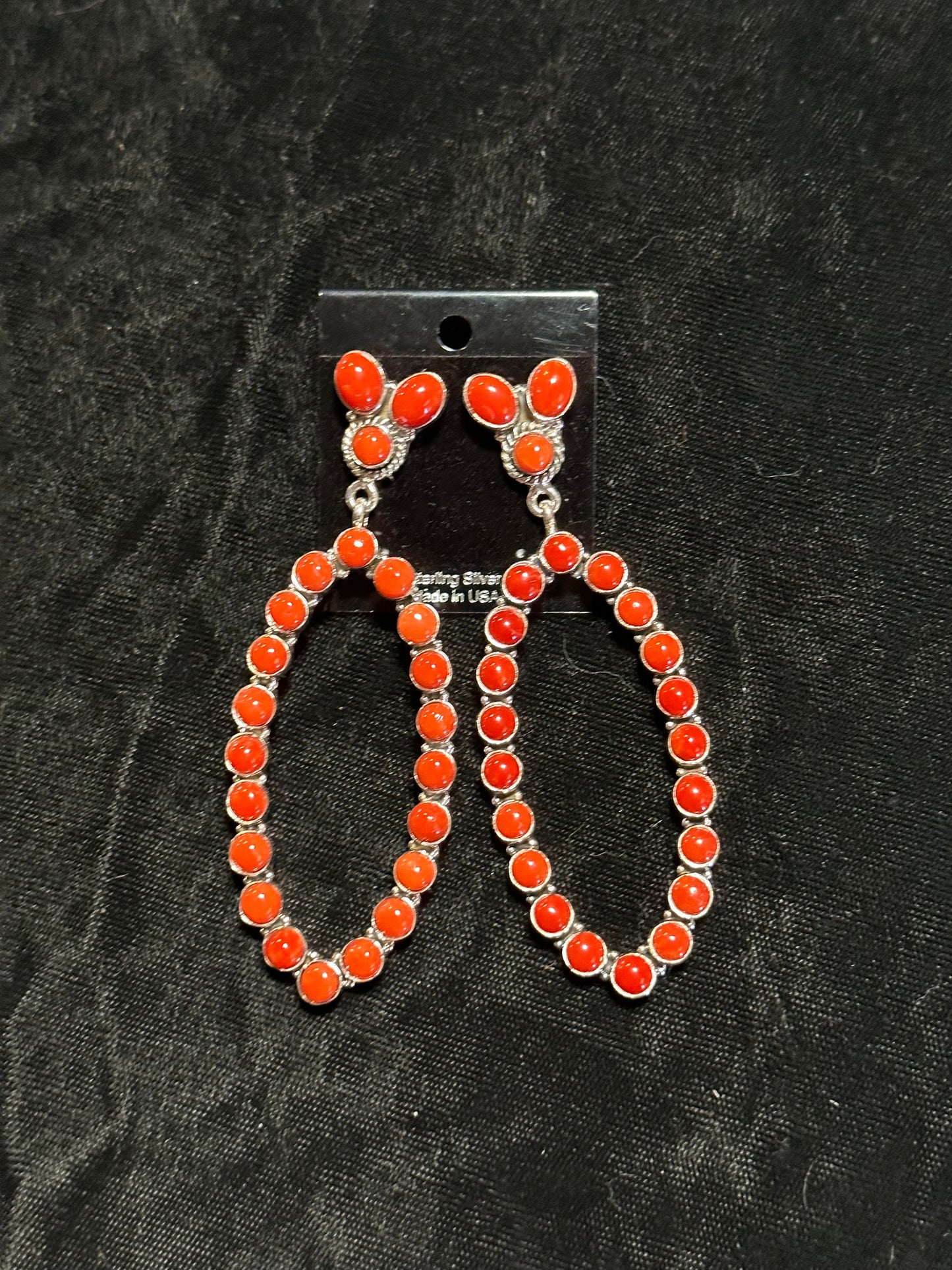 Red Coral Post Dangle Earrings