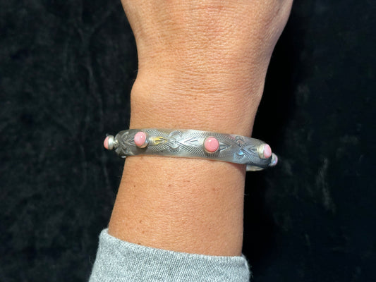 Pink Conch 8” Cuff by Boyd Ashley, Navajo