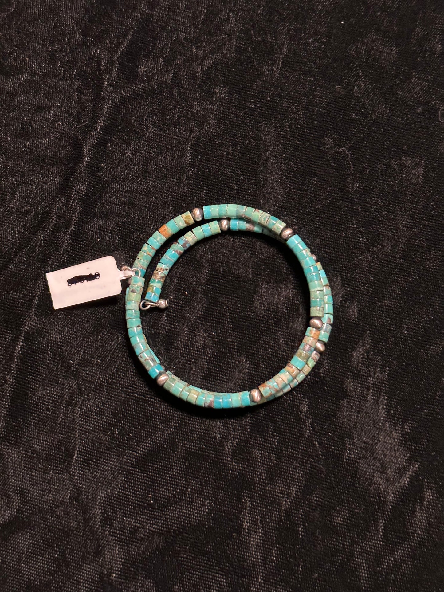 4mm Turquoise Heishi Beaded Memory Wire Adjustable Bracelet