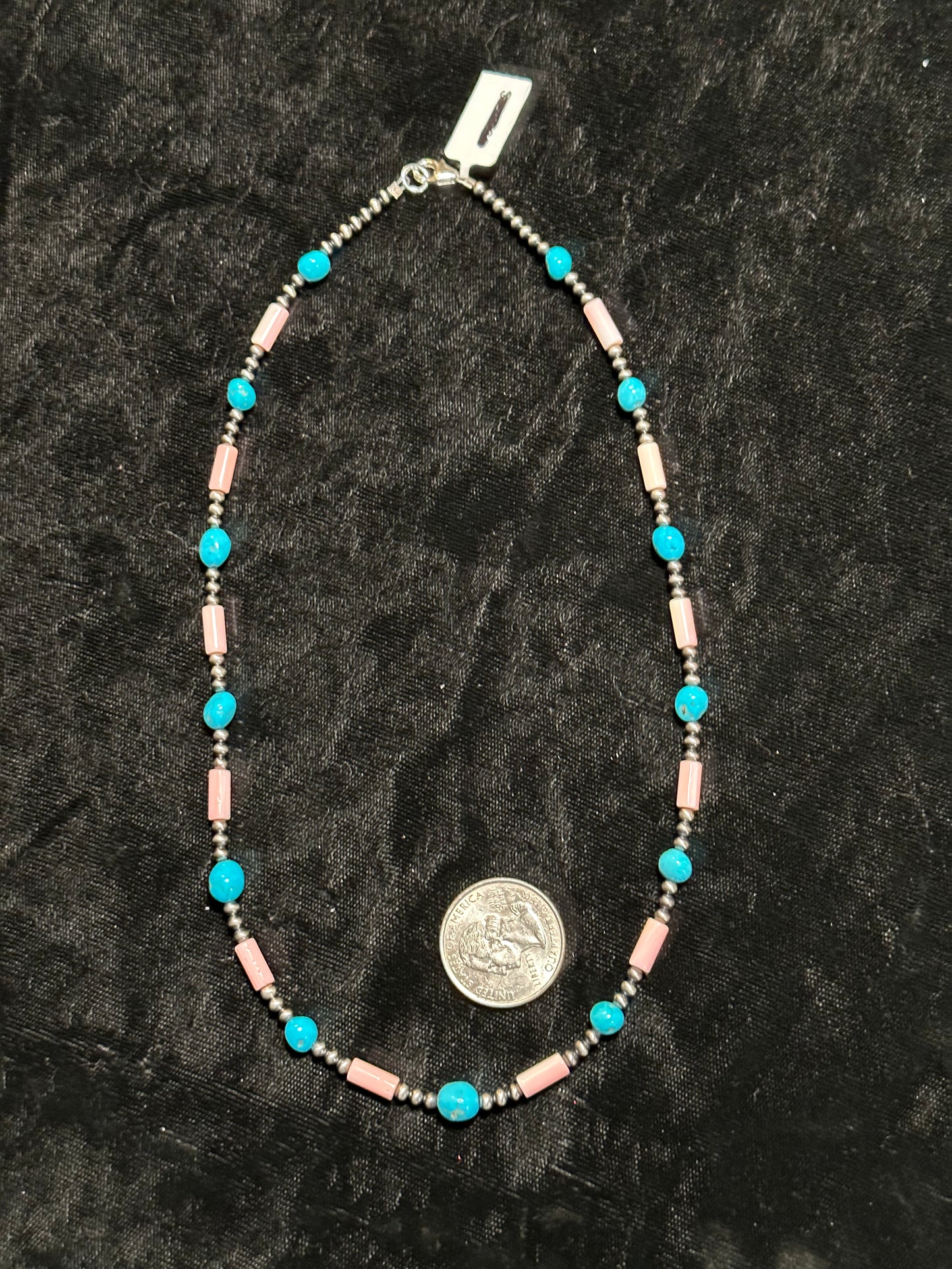 3mm Natural Sleeping Beauty 18" Pink Conch Shell Necklace