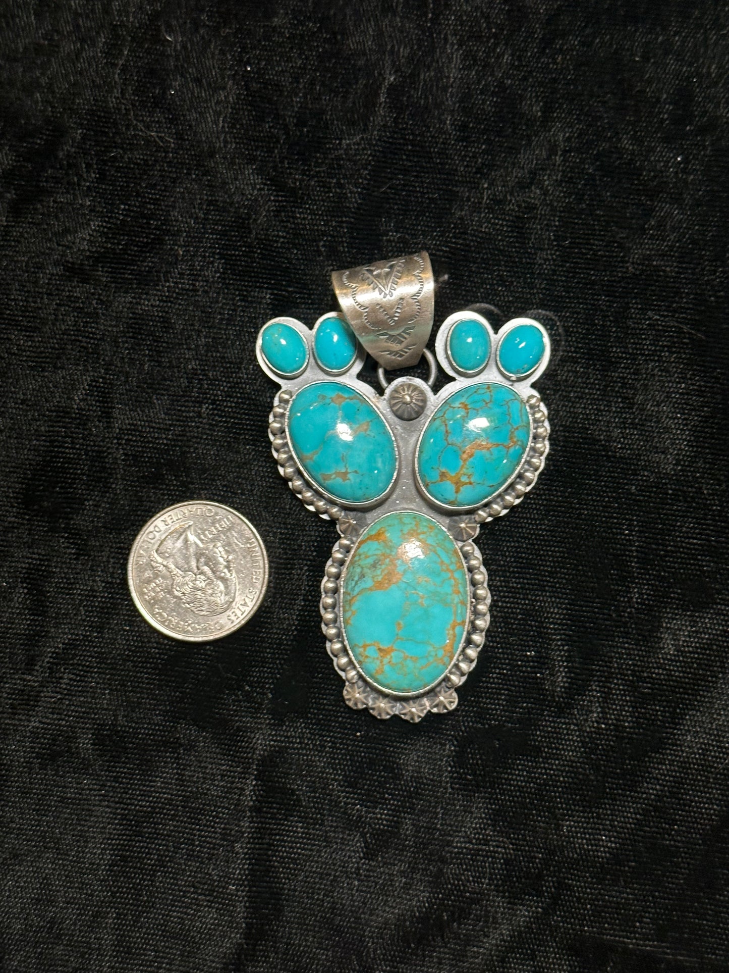 Cripple Creek Turquoise Cactus Pendant by Gilbert Platero (12mm bale)