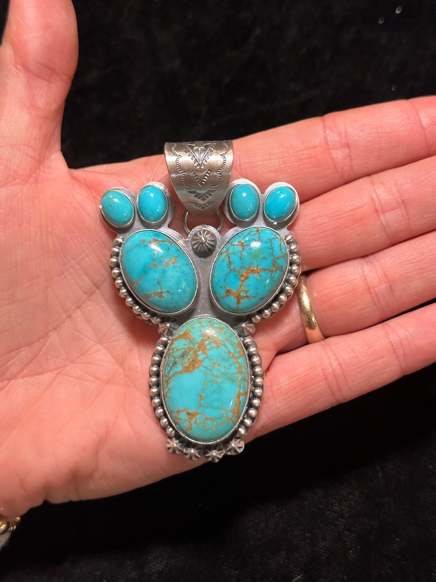 Cripple Creek Turquoise Cactus Pendant by Gilbert Platero (12mm bale)