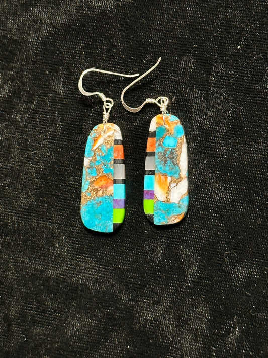 Spiny Turquoise Small Slab Dangle Earrings by Ambrosio Chavez