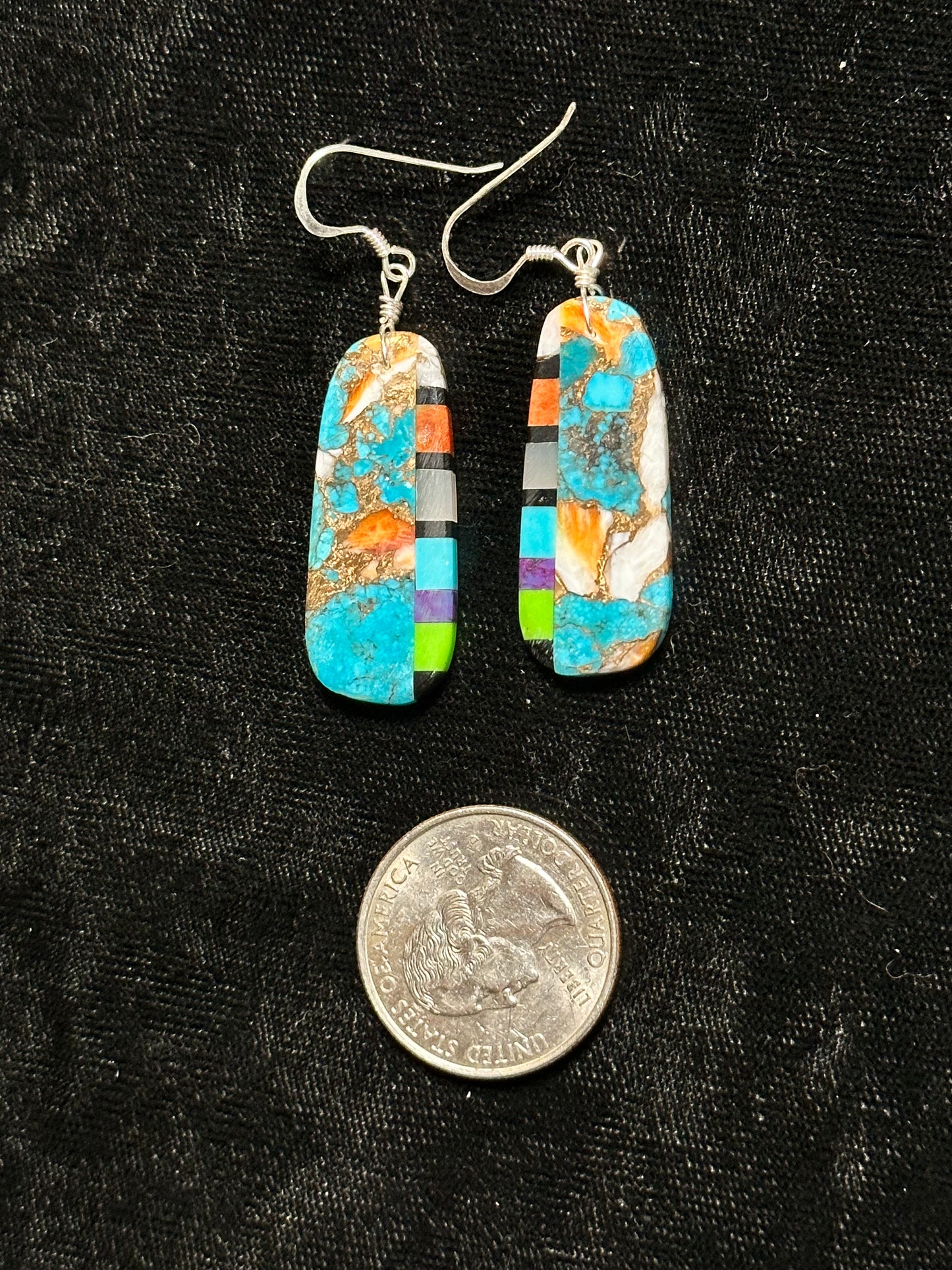 Spiny Turquoise Small Slab Dangle Earrings by Ambrosio Chavez