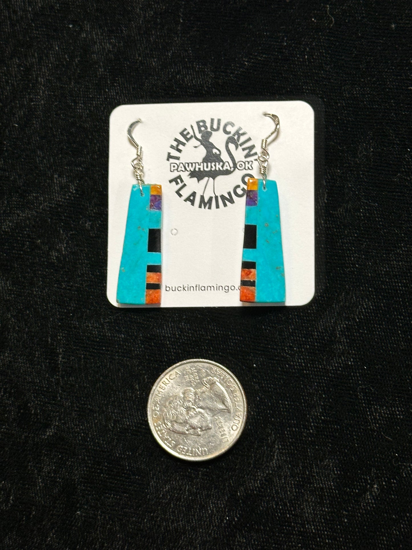 Turquoise Inlay Small Slab Earrings