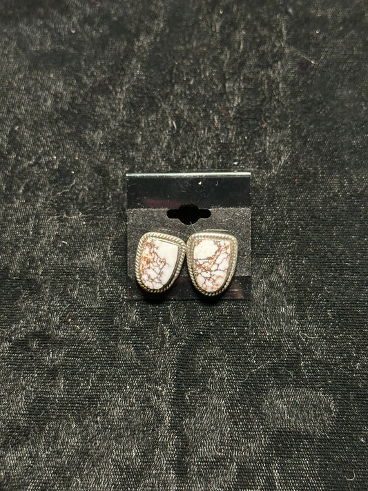 Wild Horse Half Oval Cut Post Earrings