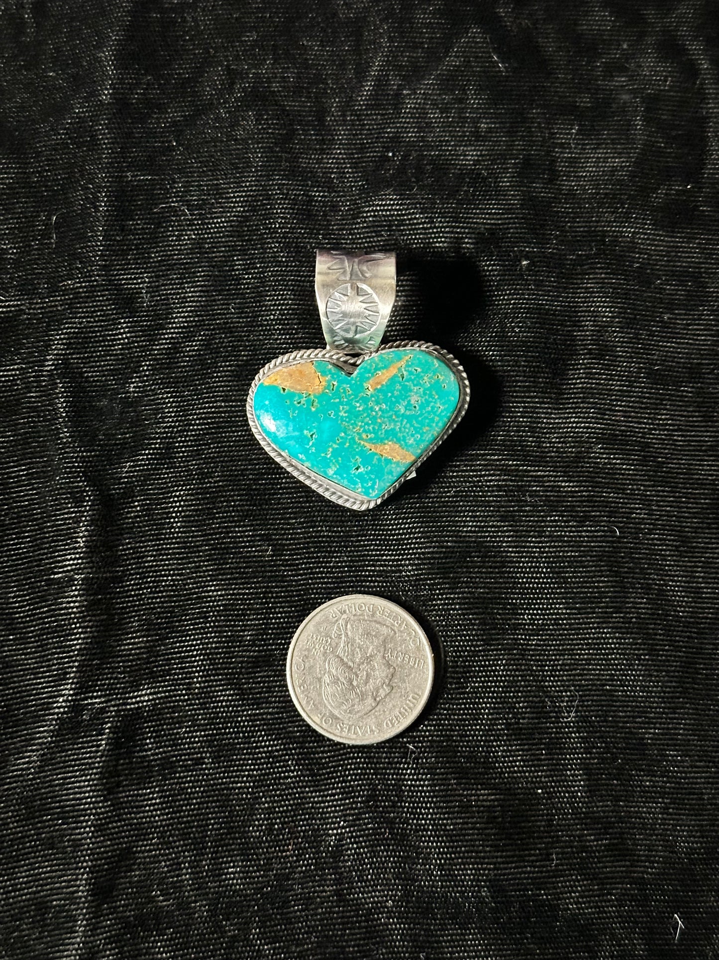 Turquoise Heart Pendant by Terrel Nez Sr. (14.5mm bale)