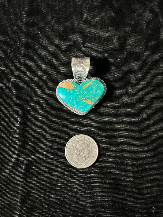 Turquoise Heart Pendant by Terrel Nez Sr. (14.5mm bale)