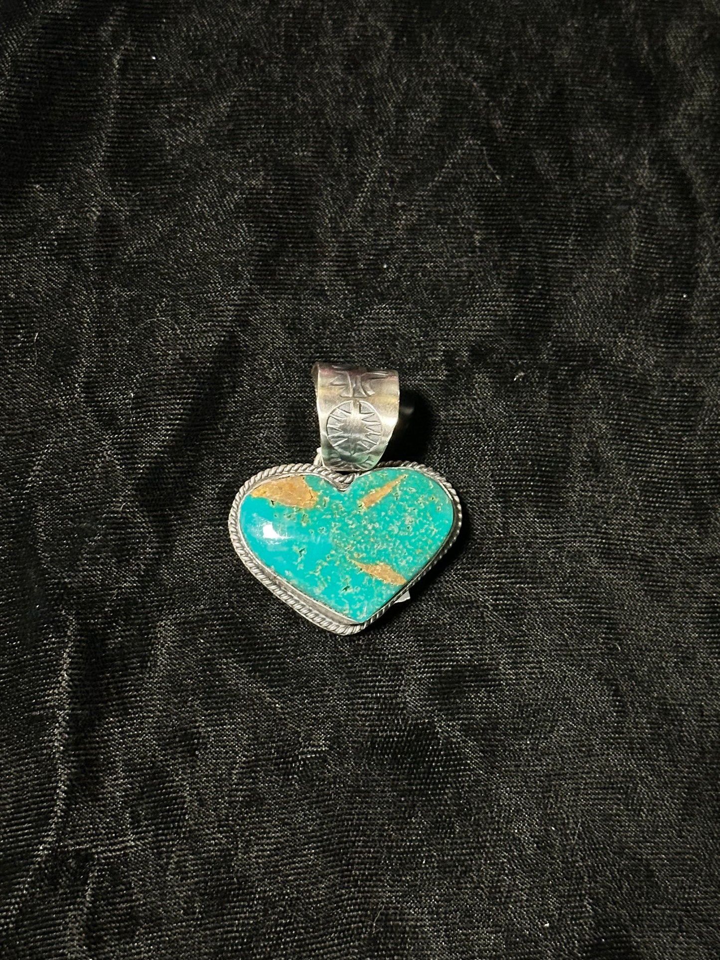 Turquoise Heart Pendant by Terrel Nez Sr. (14.5mm bale)