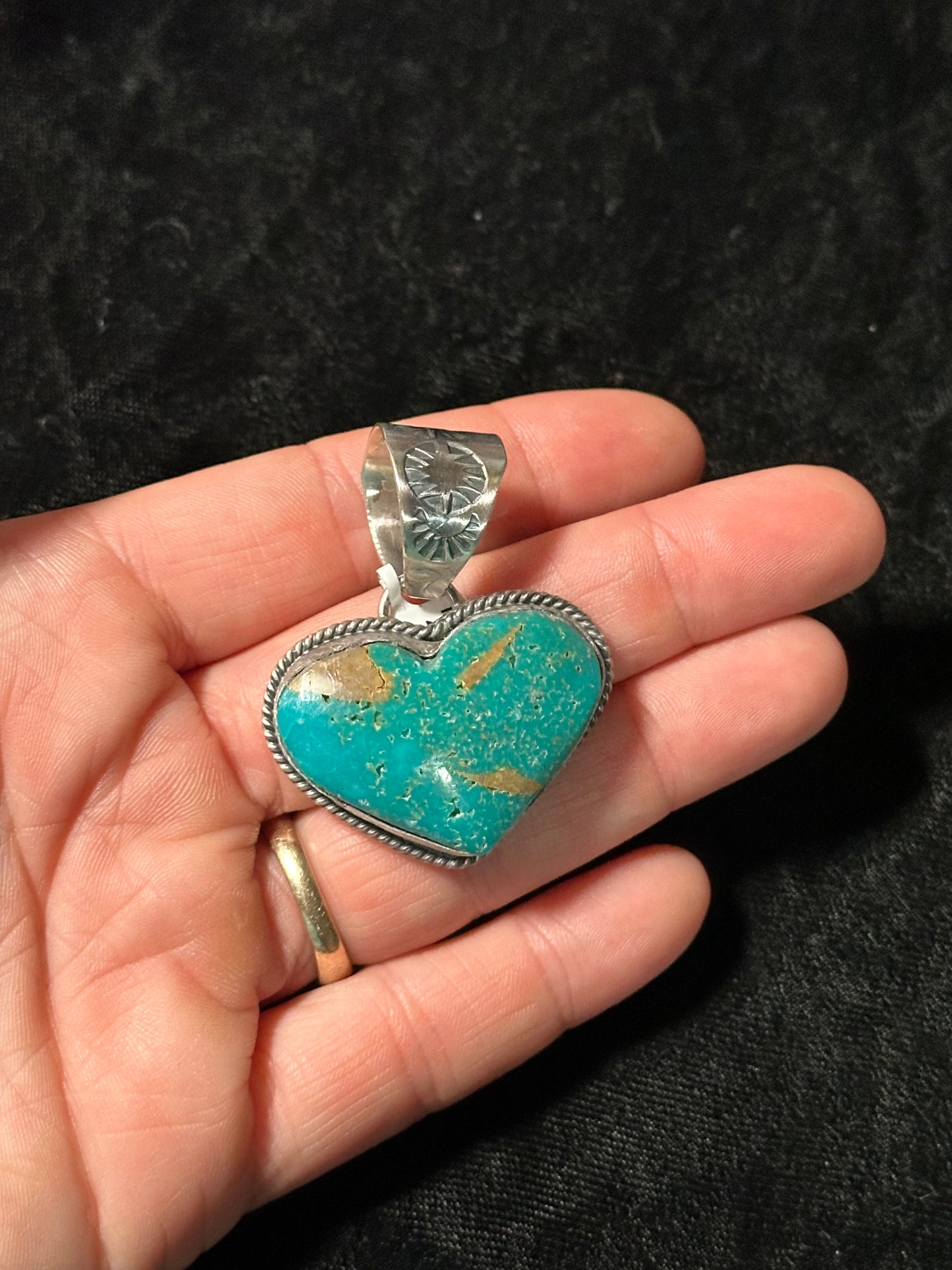 Turquoise Heart Pendant by Terrel Nez Sr. (14.5mm bale)