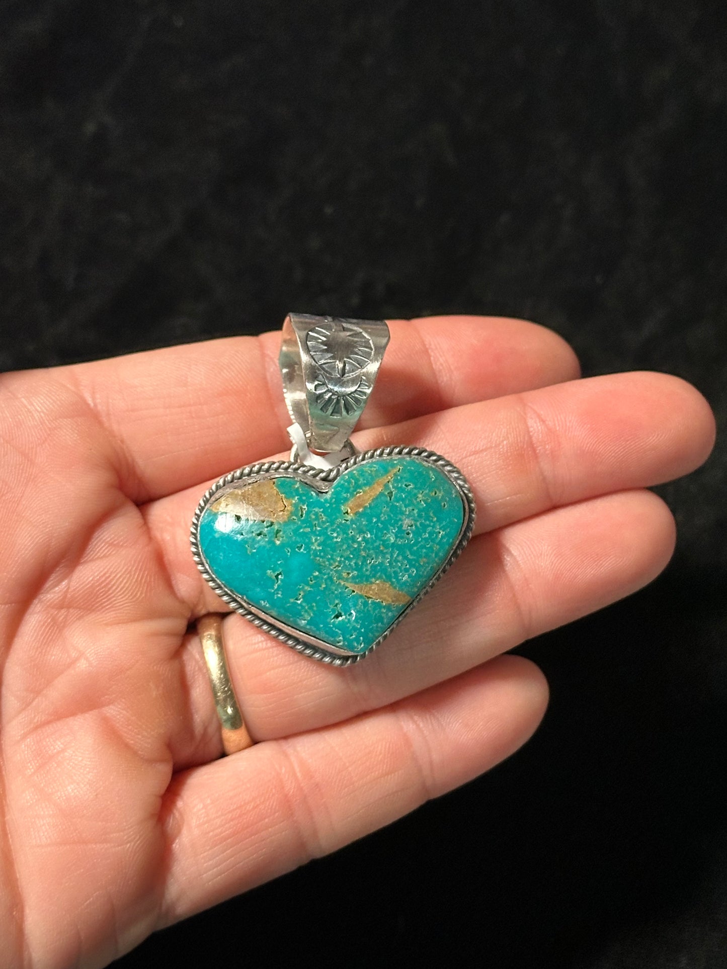 Turquoise Heart Pendant by Terrel Nez Sr. (14.5mm bale)