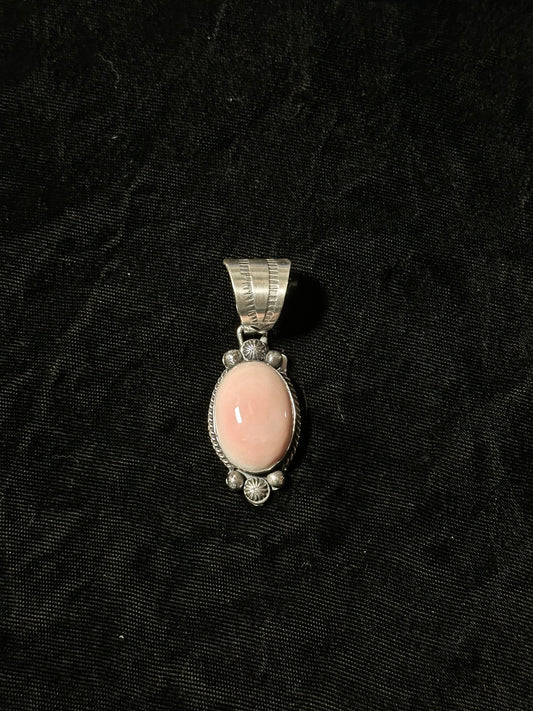 Pink Conch Shell Pendant by Boyd J. Ashley, Navajo (12mm bale)