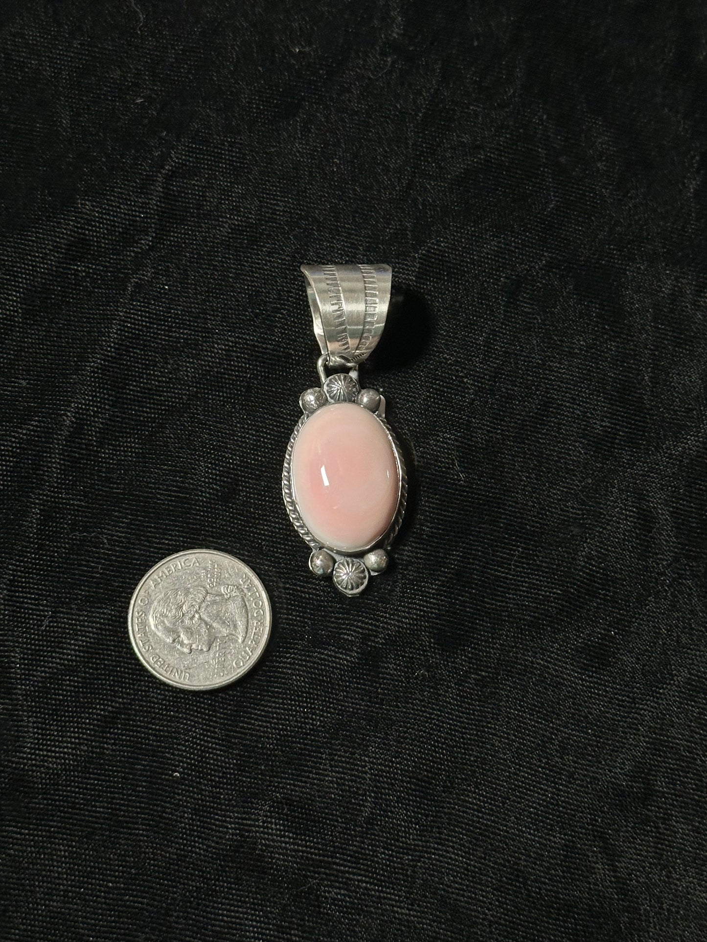 Pink Conch Shell Pendant by Boyd J. Ashley, Navajo (12mm bale)