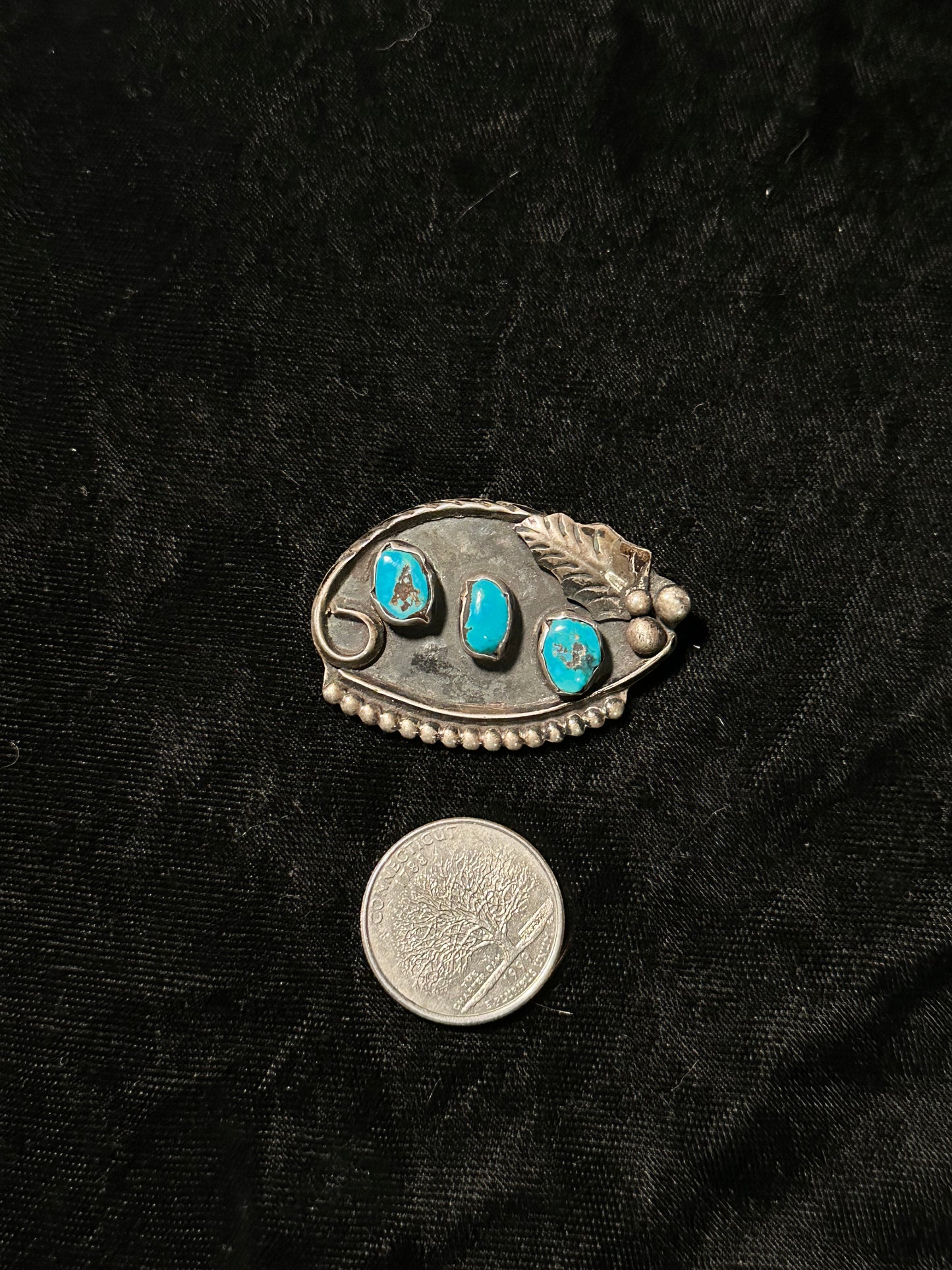 Vintage Kingman Turquoise Pin by Louise Platero