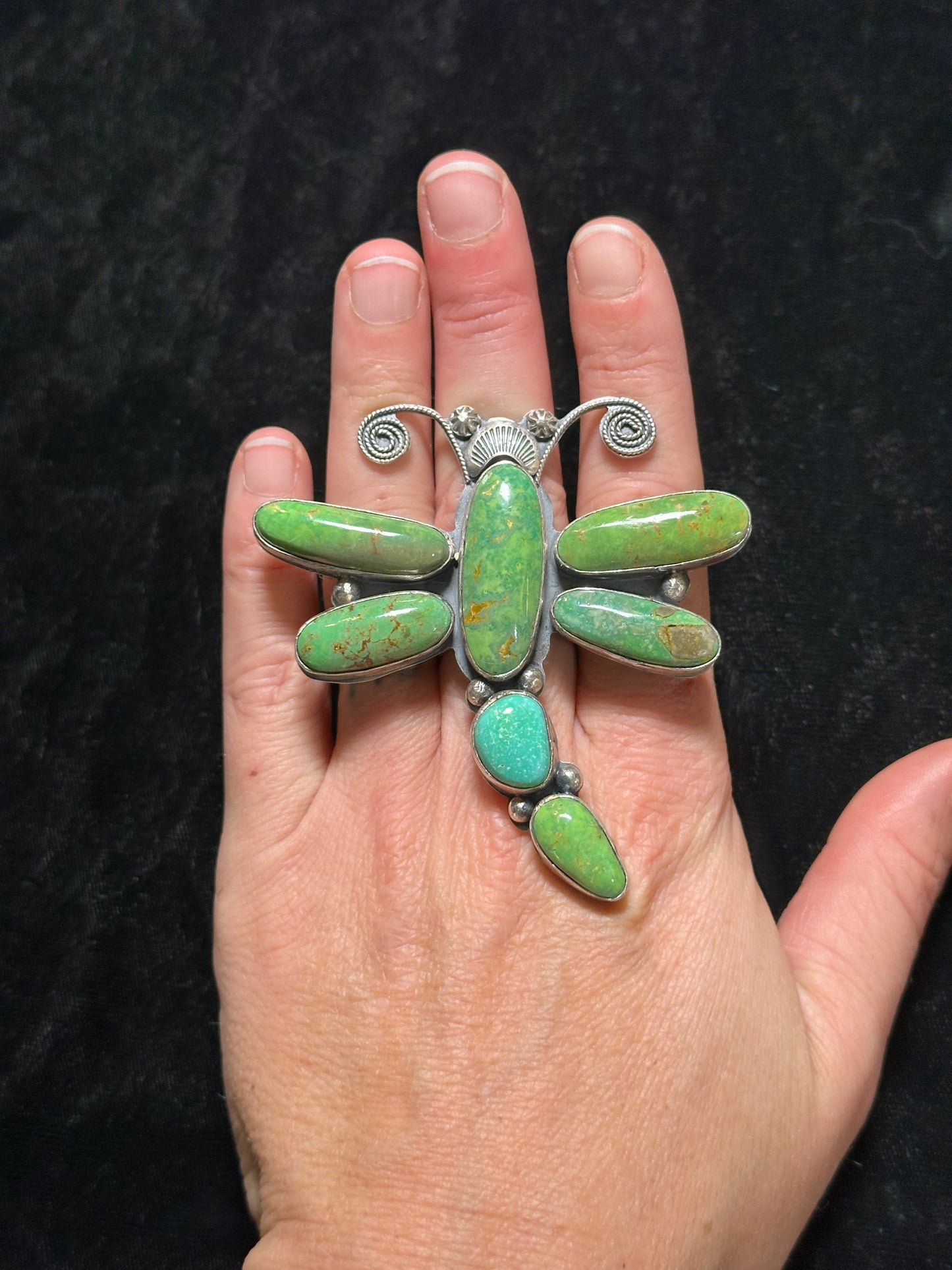 Adjustable Pixie Turquoise Dragonfly Ring by Tim Vandever, Navajo