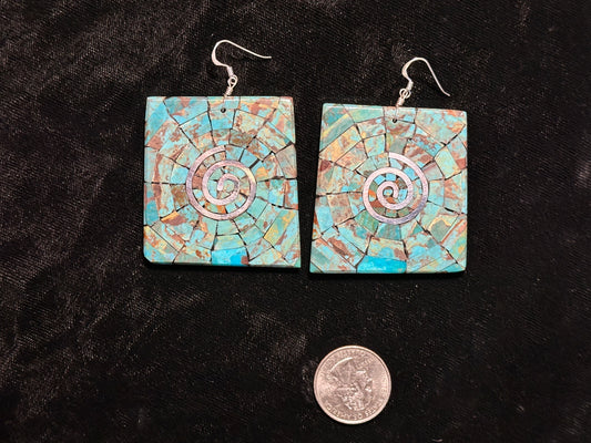 Paper Thin Inlay Hook Earrings by Ambrosio Chavez, Santo Domingo