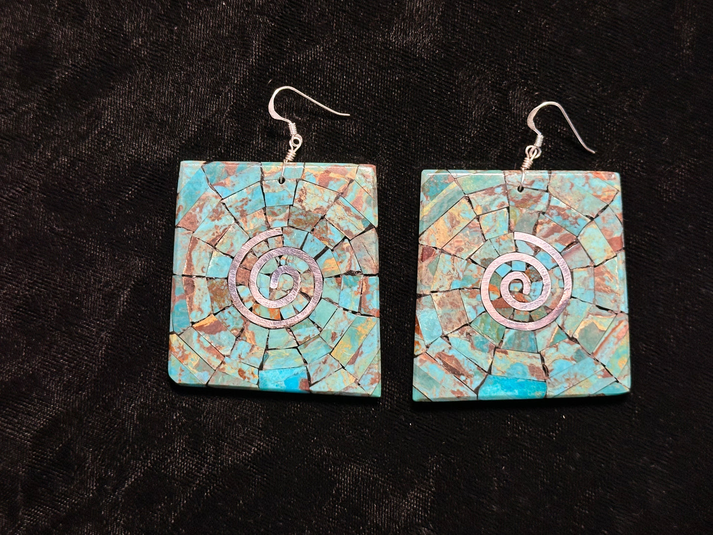 Paper Thin Inlay Hook Earrings by Ambrosio Chavez, Santo Domingo