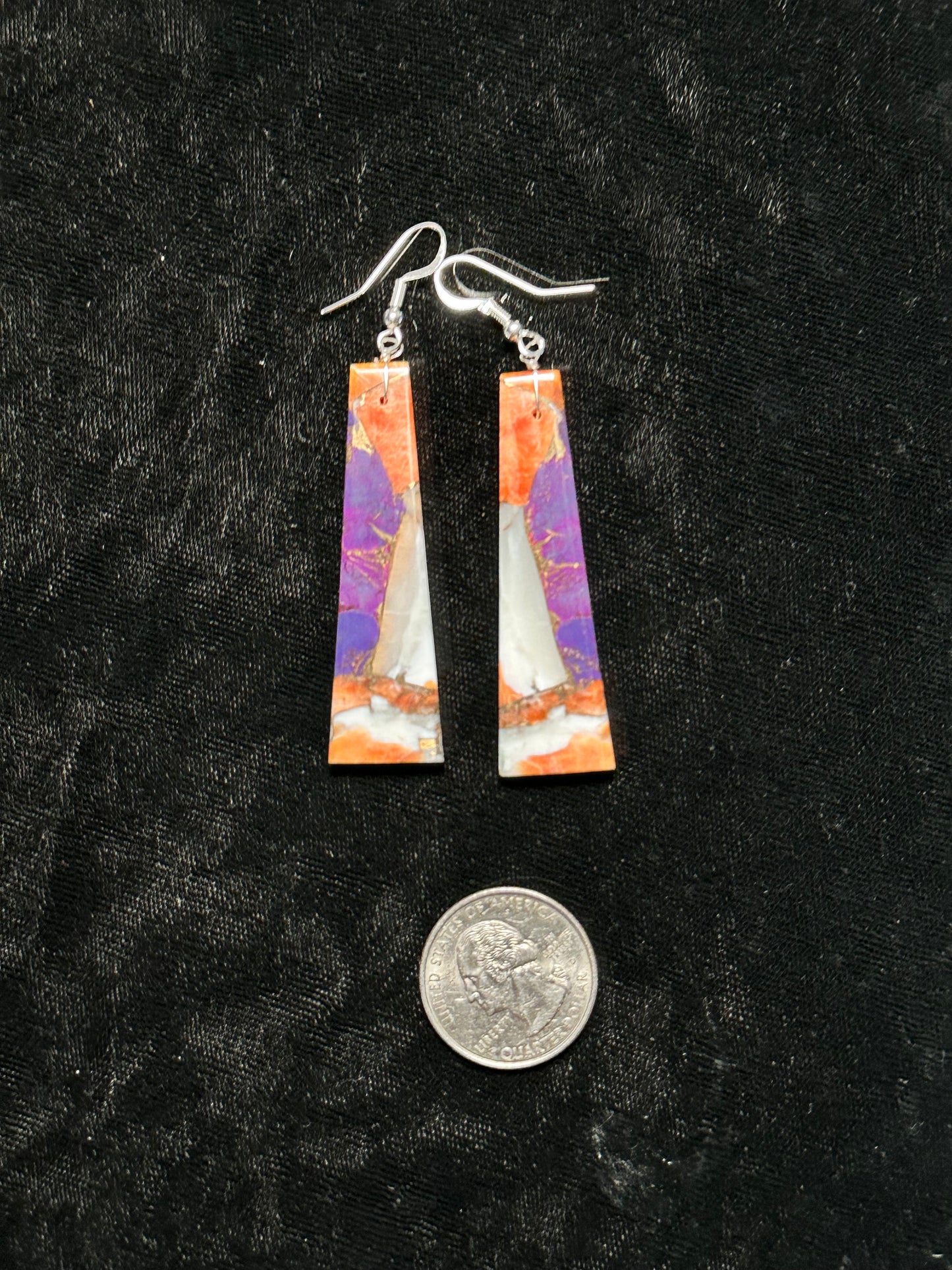 Spiny Orange and Purple Mix Hook Dangle Earrings by Ronald Chavez, Santo Domingo