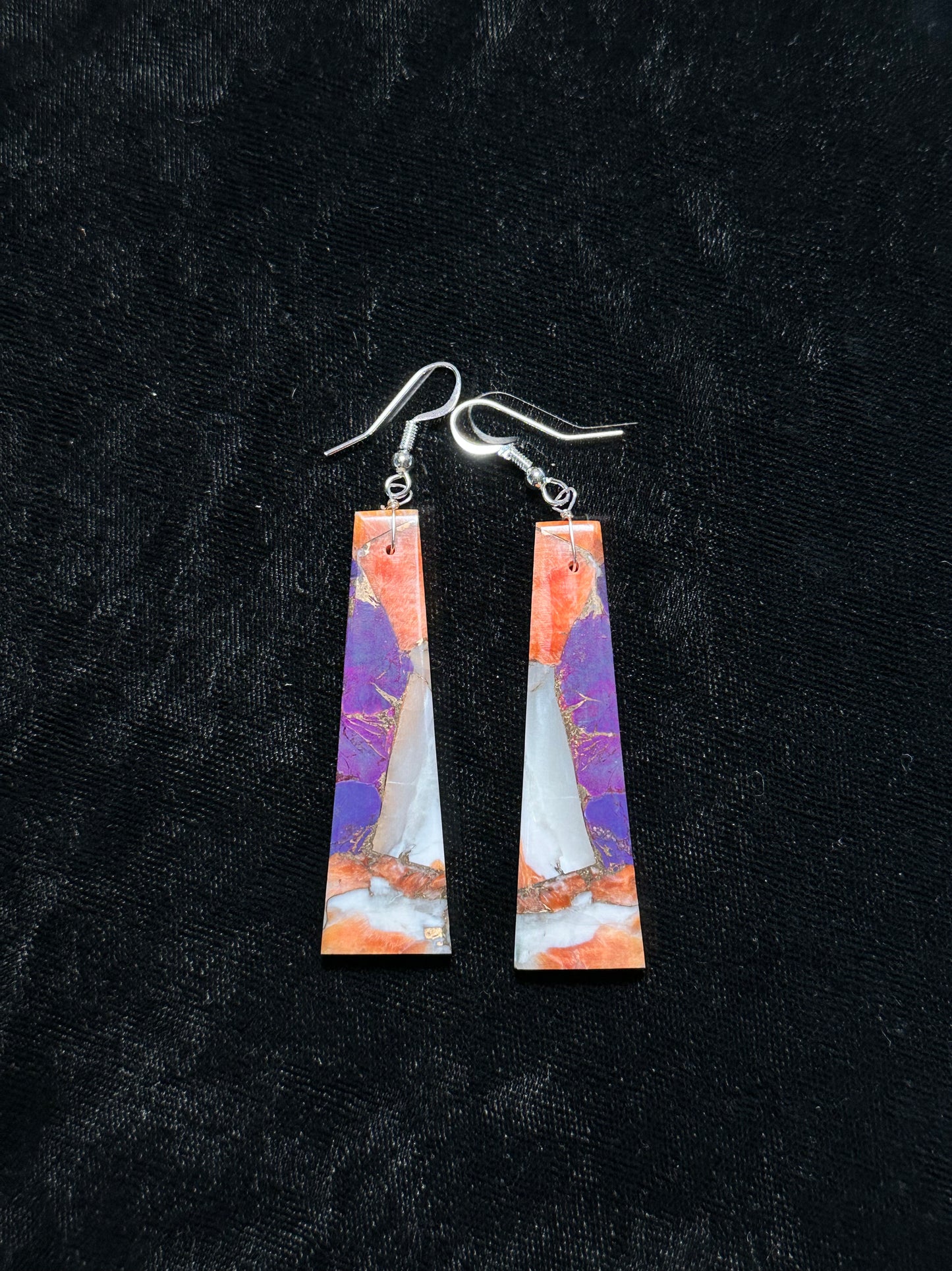 Spiny Orange and Purple Mix Hook Dangle Earrings by Ronald Chavez, Santo Domingo