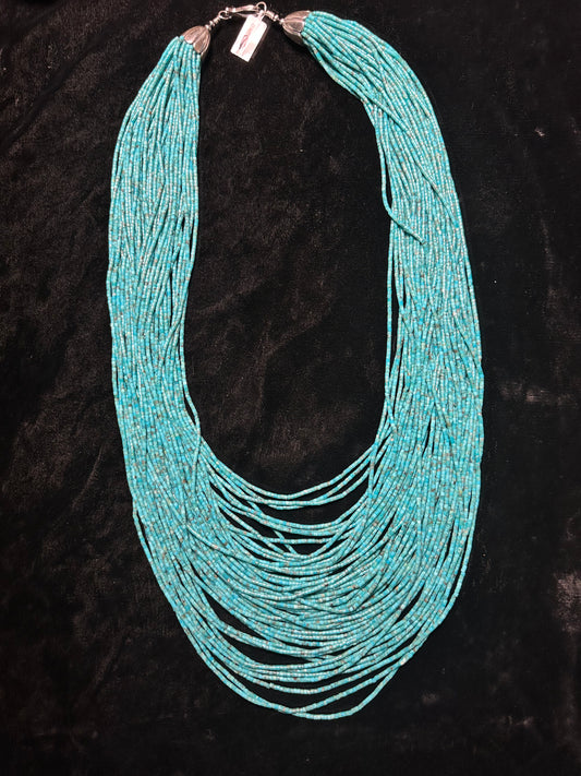 34" Turquoise 50 strand Heishi Bead Necklace