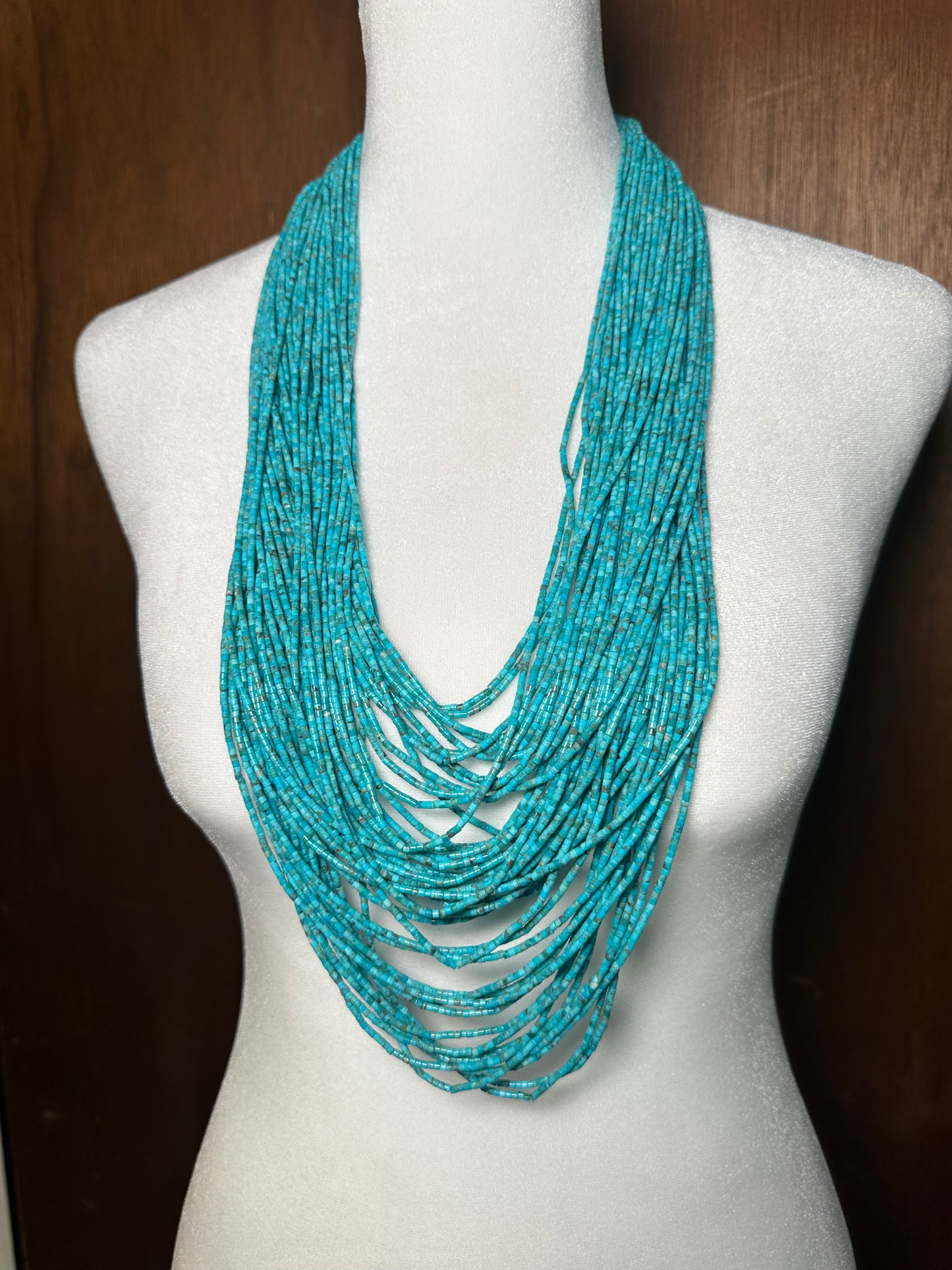 34" Turquoise 50 strand Heishi Bead Necklace