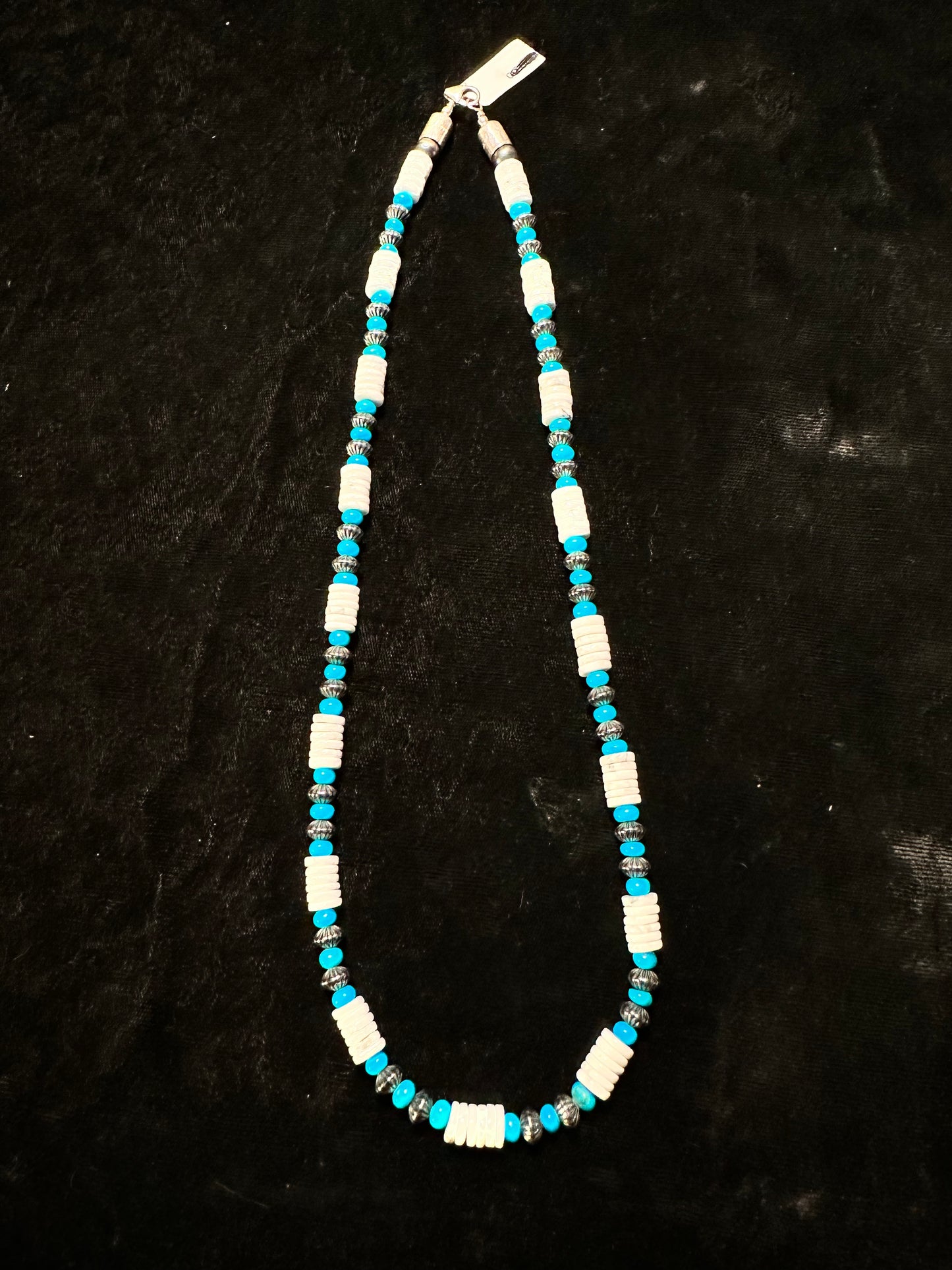 White Howlite, Turquoise, and 7mm Silver Beads