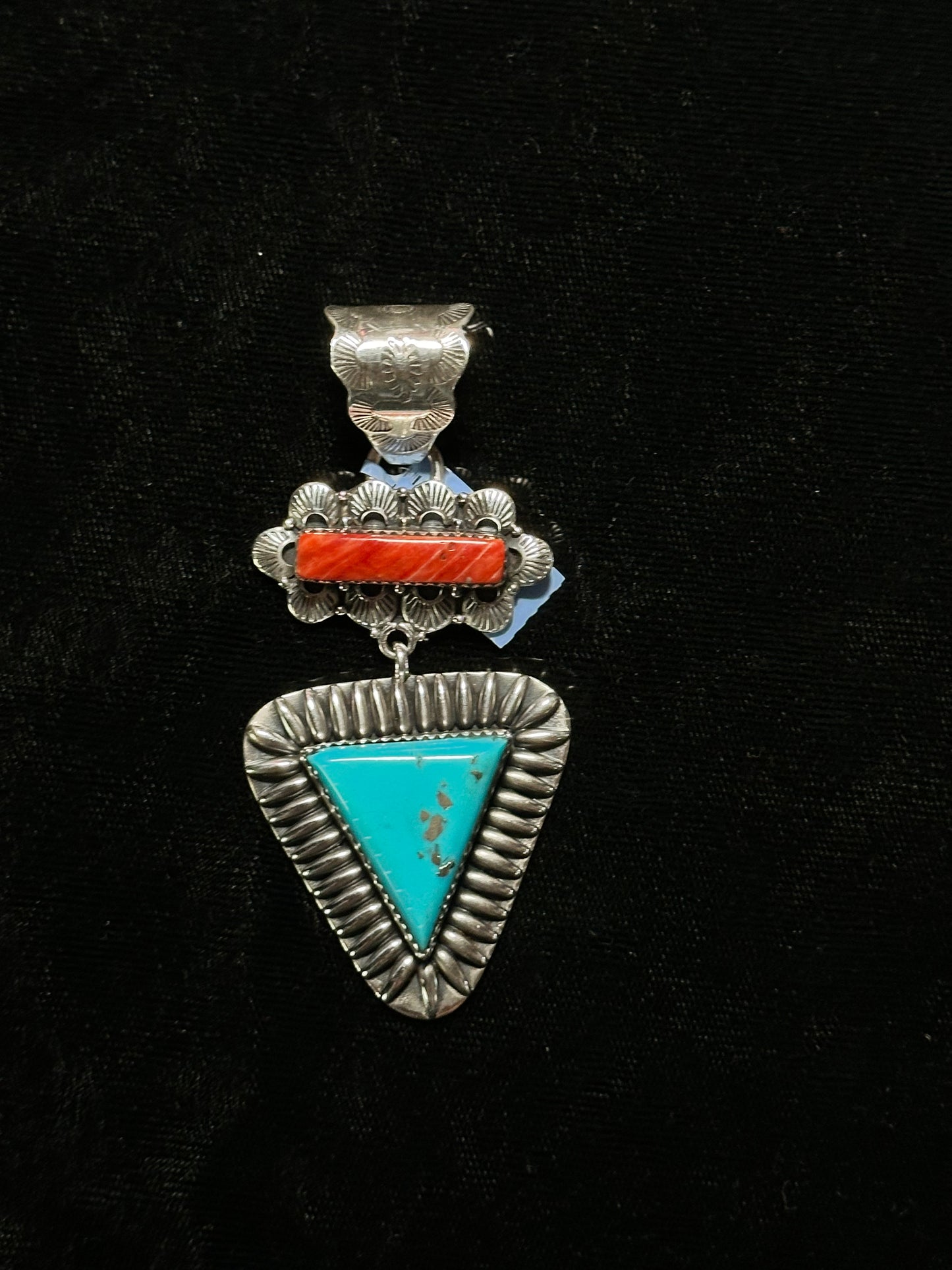 Smaller Oval Spiny Oyster and Turquoise Pendant (11mm bale)