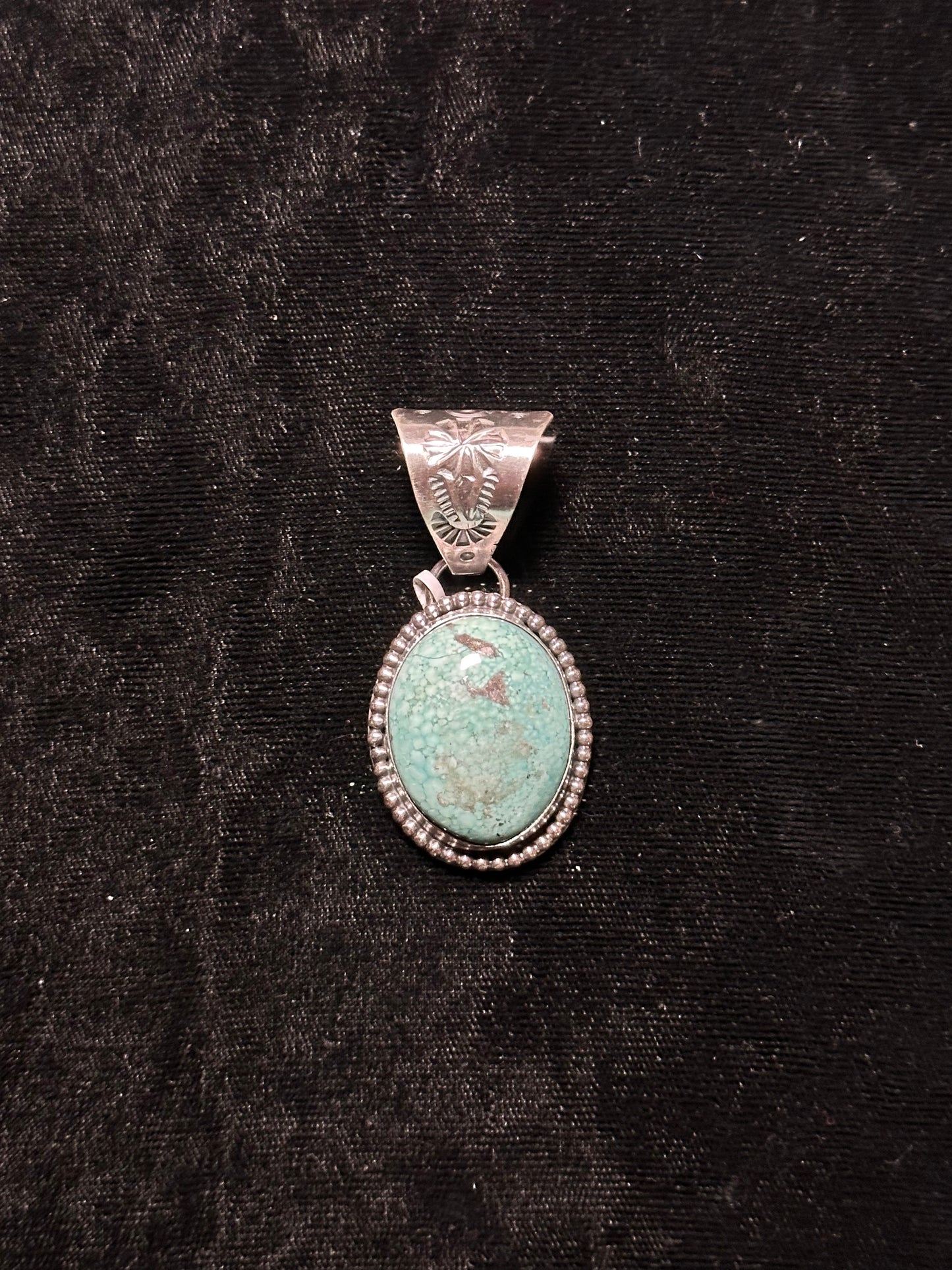 Elisa Turquoise Pendant by T. Nez, Sr., Navajo made (13.5mm bale)