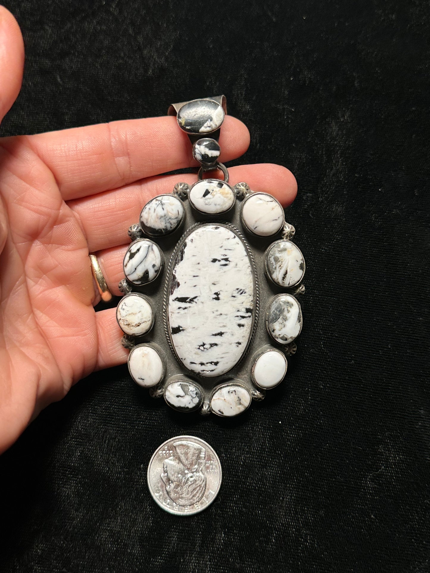 Large White Buffalo Cluster Pendant by S. Nez (19.6mm bale)