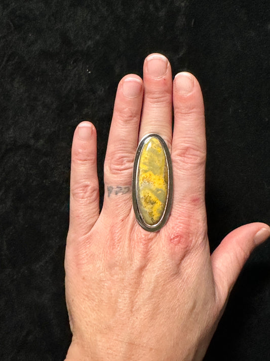 8.0 Bumblebee Jasper Ring By Marie Jackson, Navajo