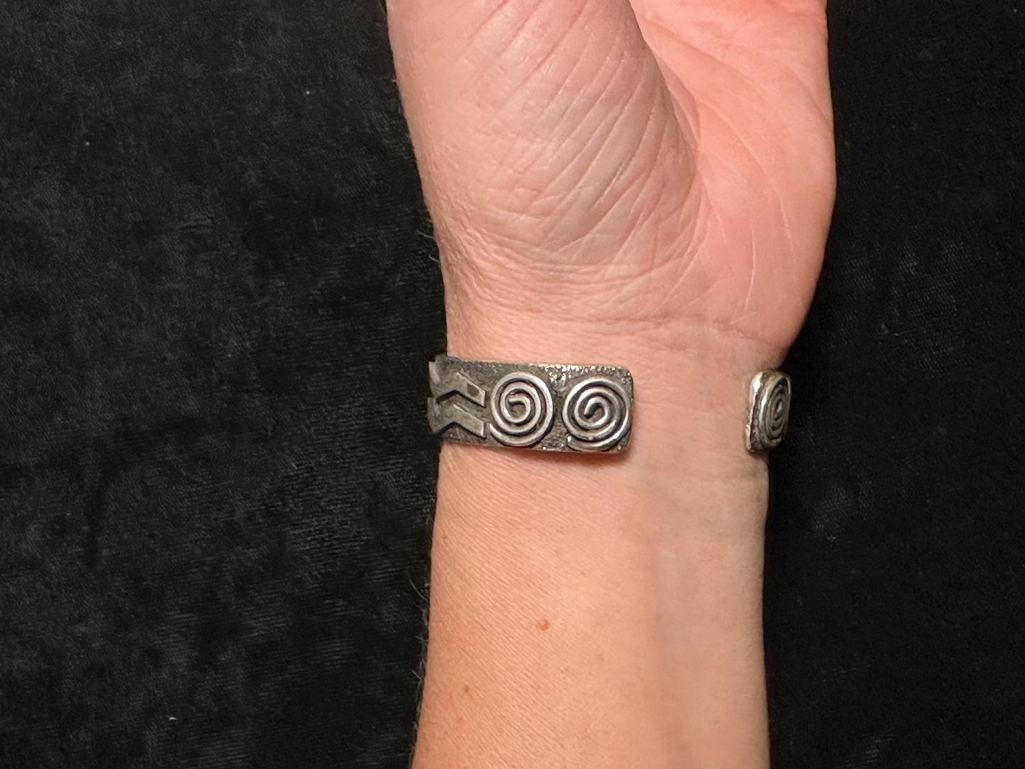 6 1/2” Cuff with Coral Stone and Silver Overlay by Alex Sanchez, Navajo