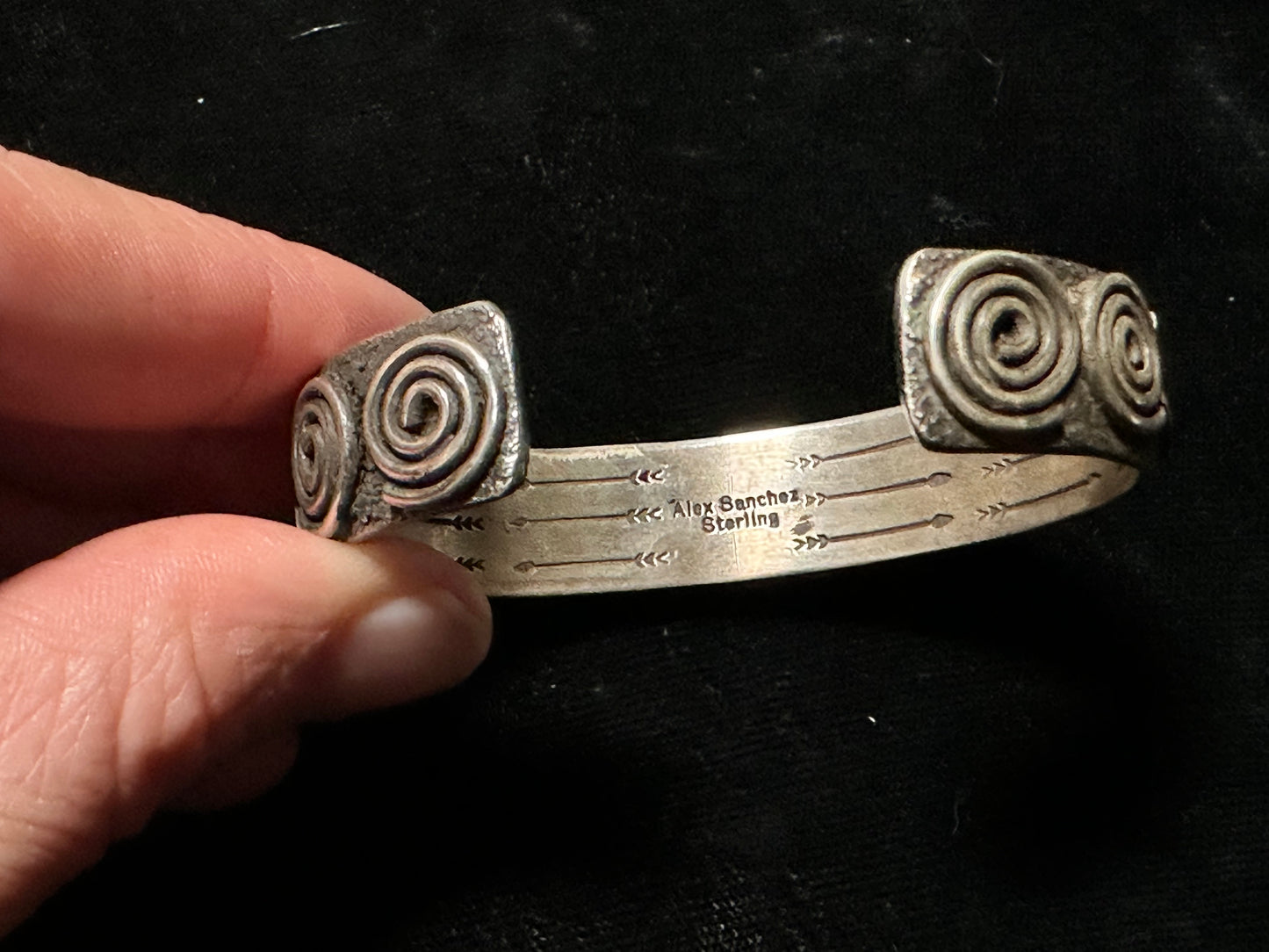 6 1/2” Cuff with Coral Stone and Silver Overlay by Alex Sanchez, Navajo