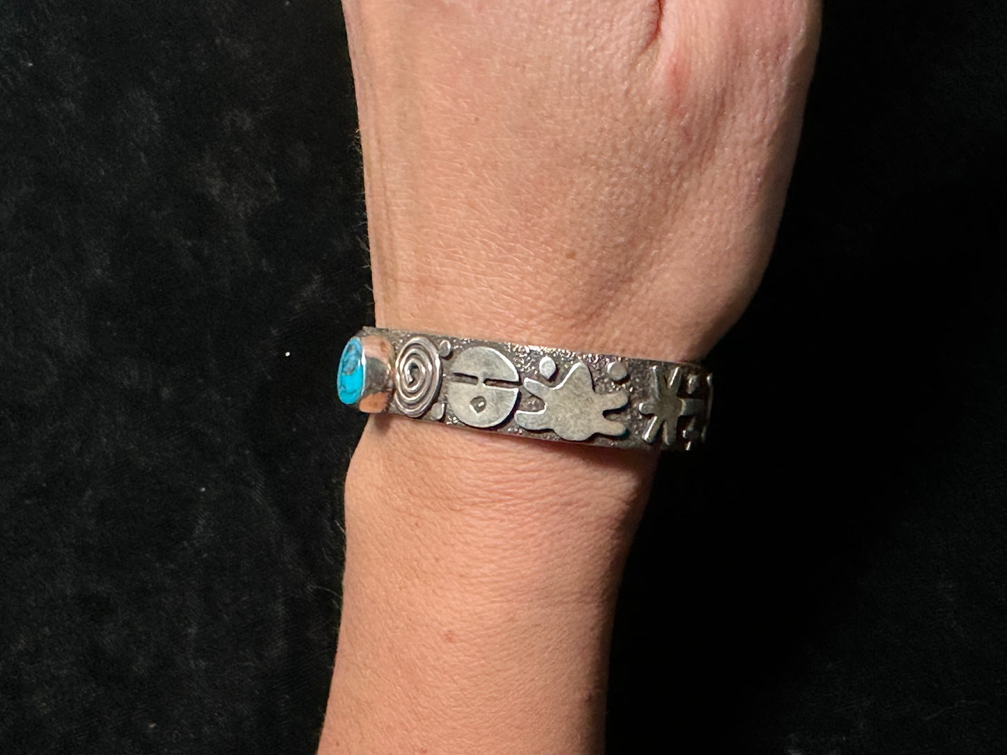 6 3/4” Cuff with Bisbee Stone and Silver Overlay by Alex Sanchez, Navajo