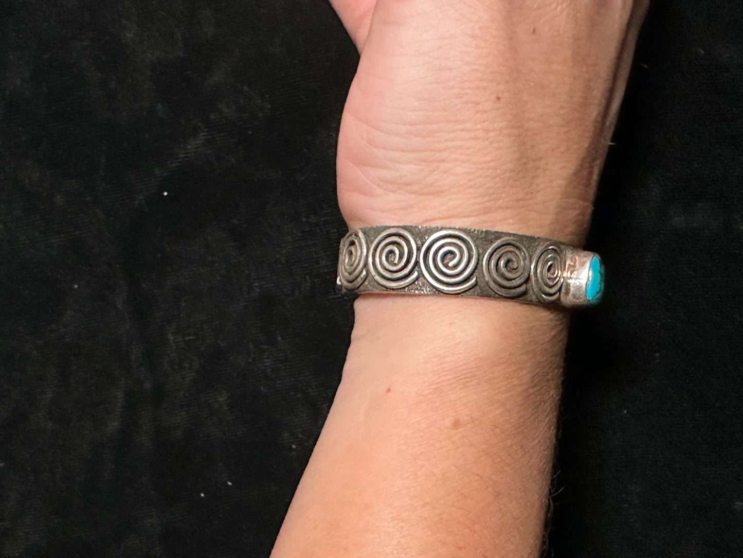 6 3/4” Cuff with Bisbee Stone and Silver Overlay by Alex Sanchez, Navajo