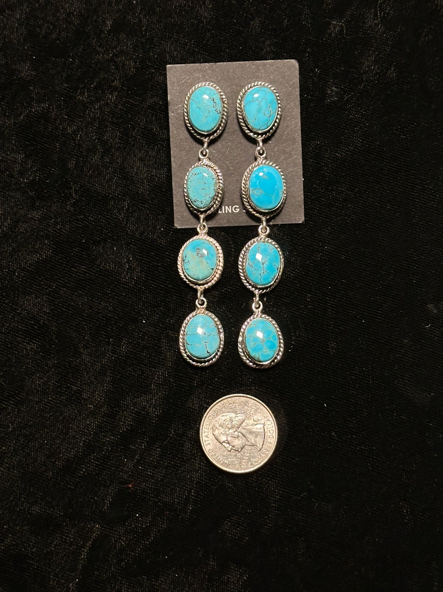 Egyptian Turquoise Earrings 3” long