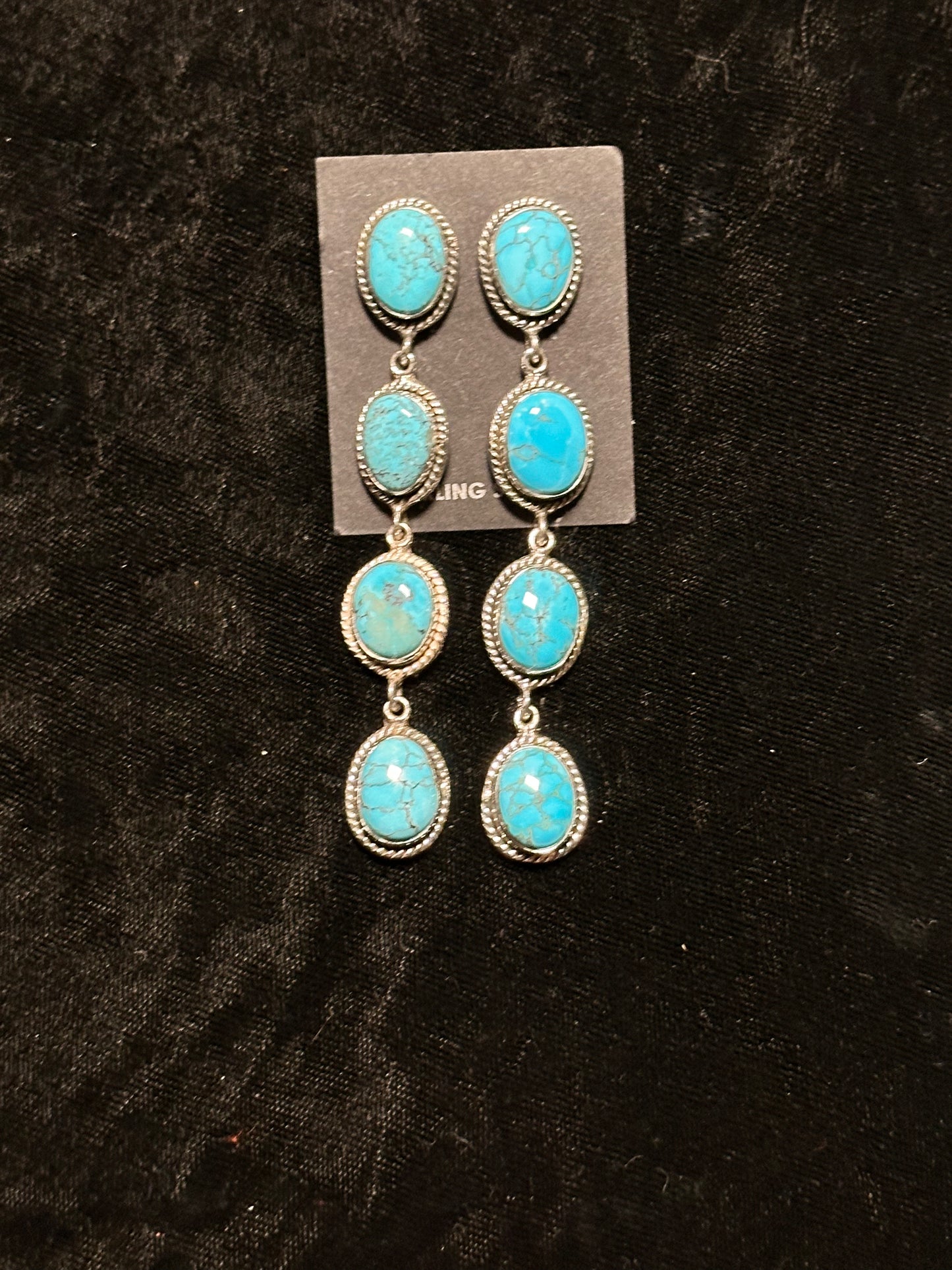 Egyptian Turquoise Earrings 3” long