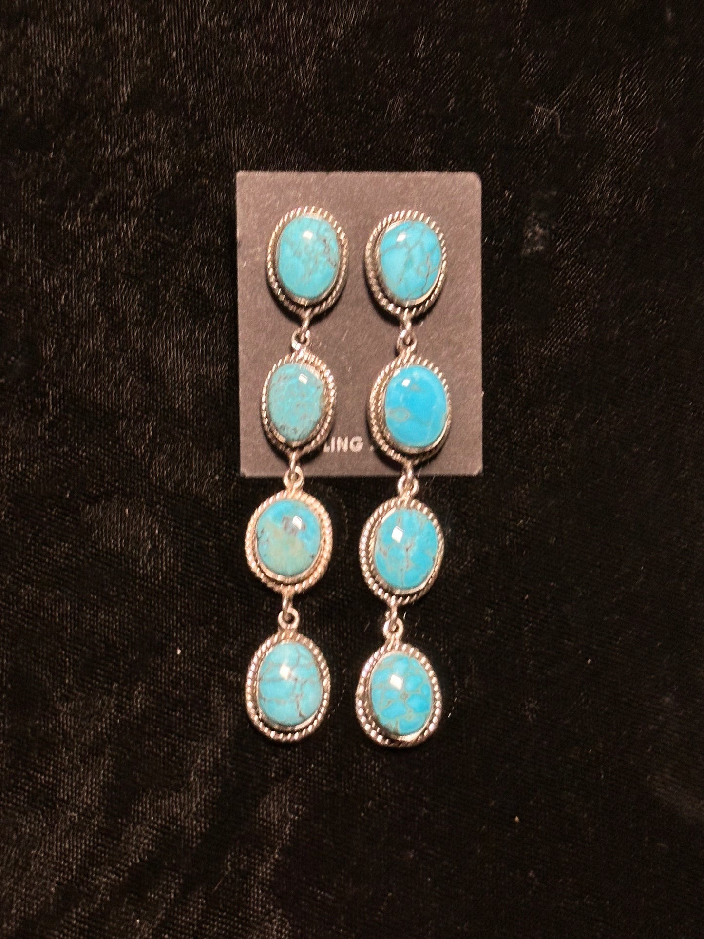 Egyptian Turquoise Earrings 3” long