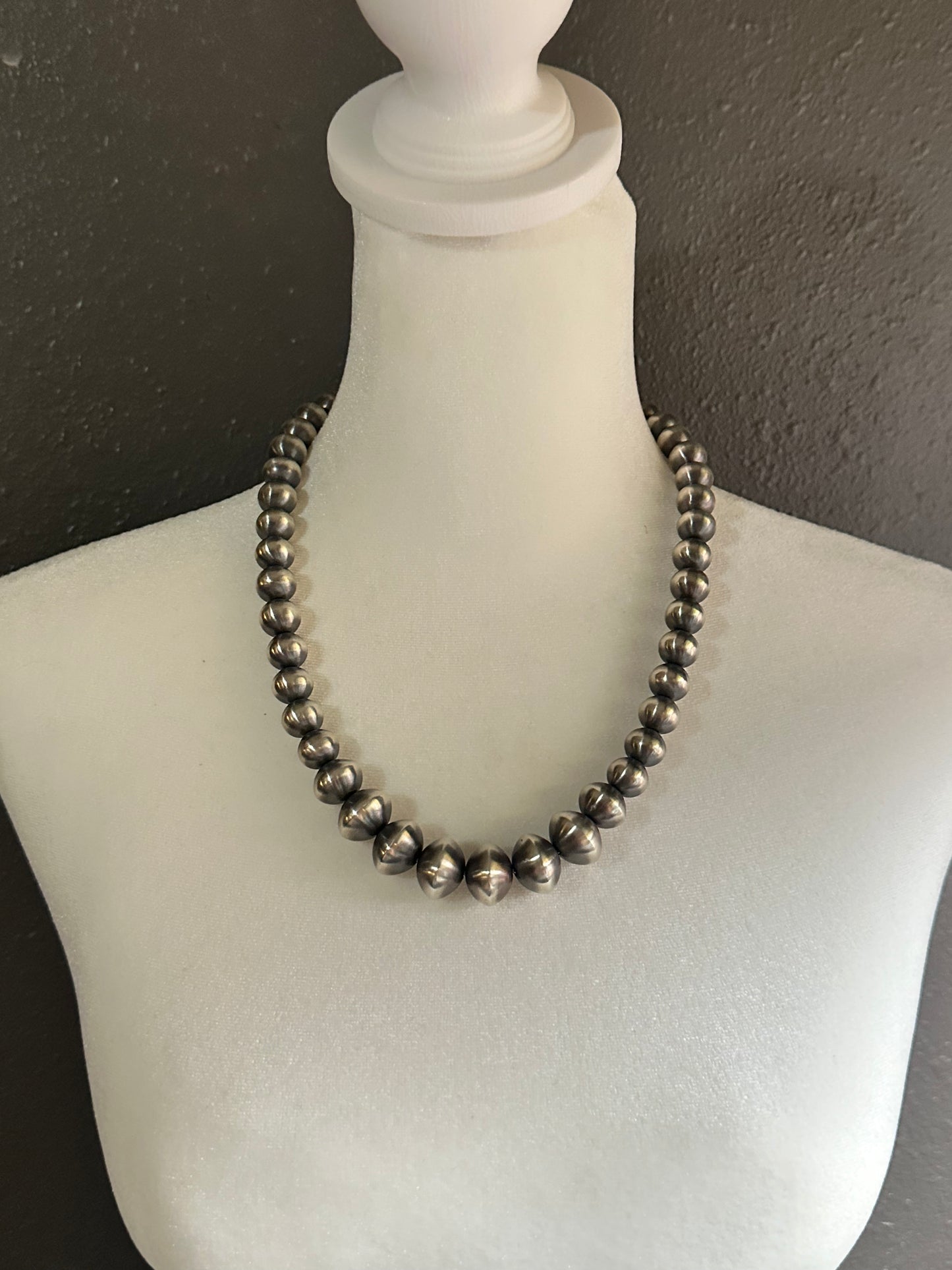 21” 17mm and 10mm Handmade Navajo Pearls and  Kingman Turquoise Necklace By Tustin Daye, Navajo