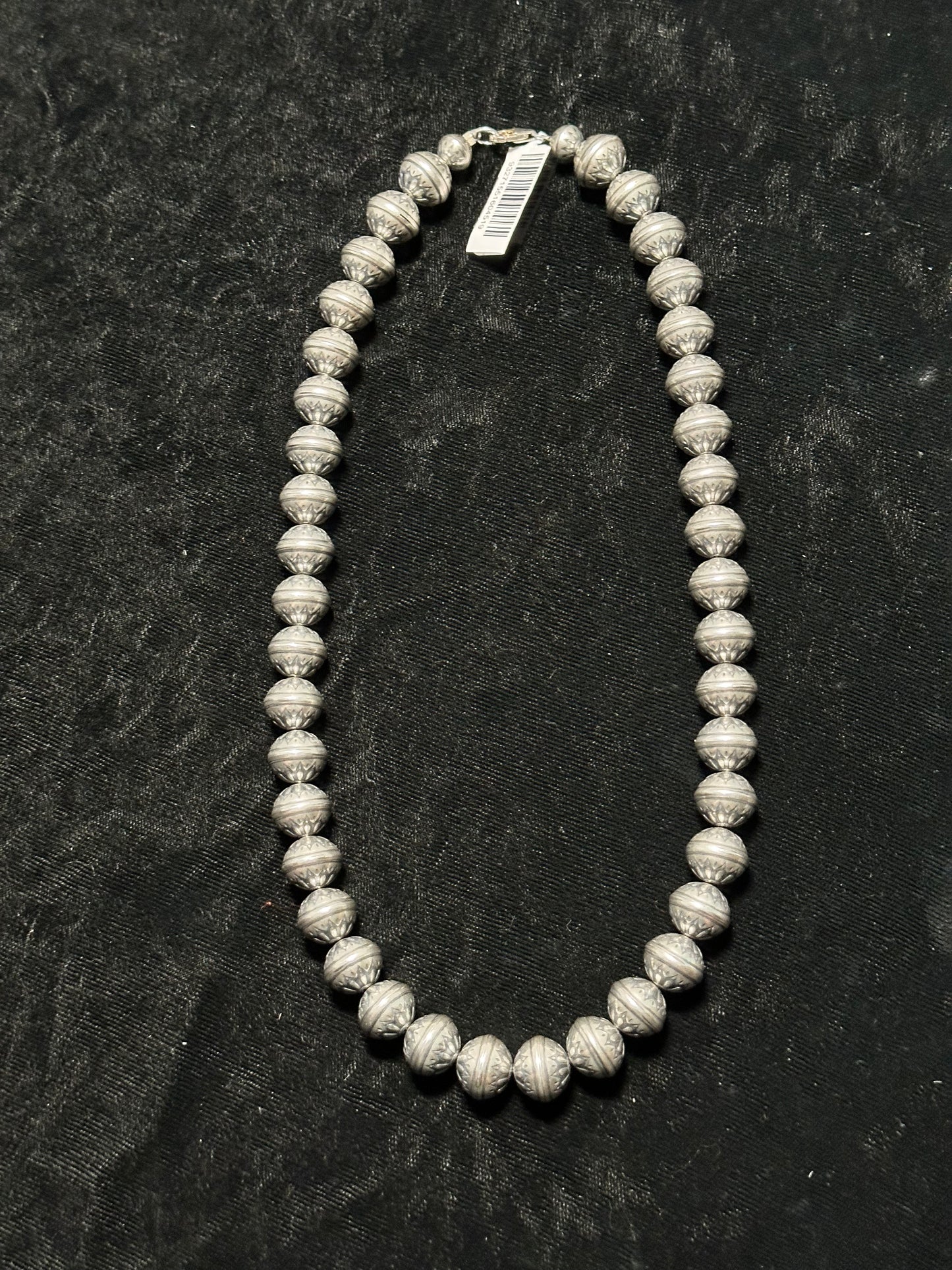 LOT 71 12/17 Hand Soldered & Stamped Navajo Pearls 18" Necklace