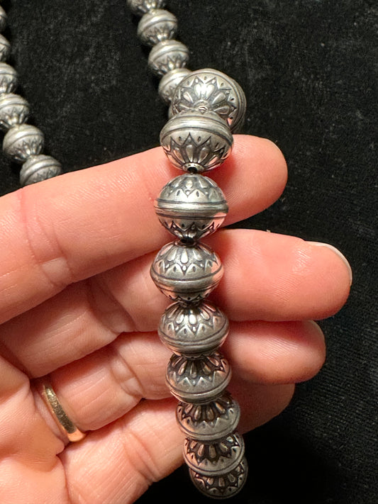 Hand Soldered & Stamped Navajo Pearls 18" Necklace