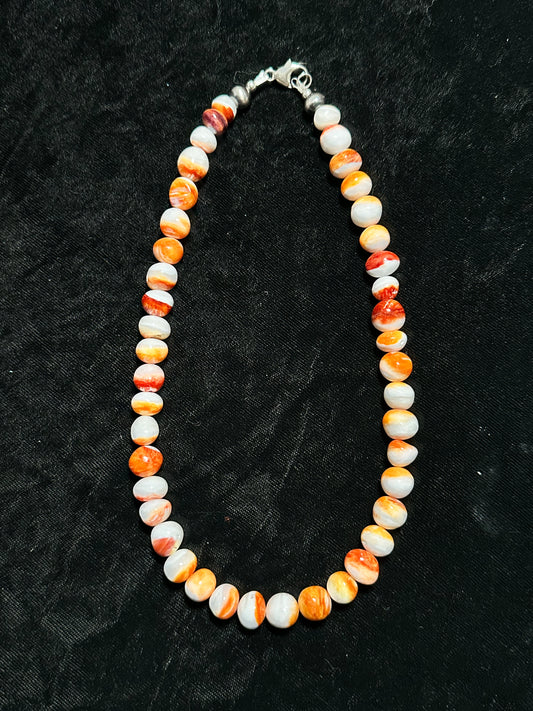 18” 11mm Orange Spiny Oyster Cut Necklace