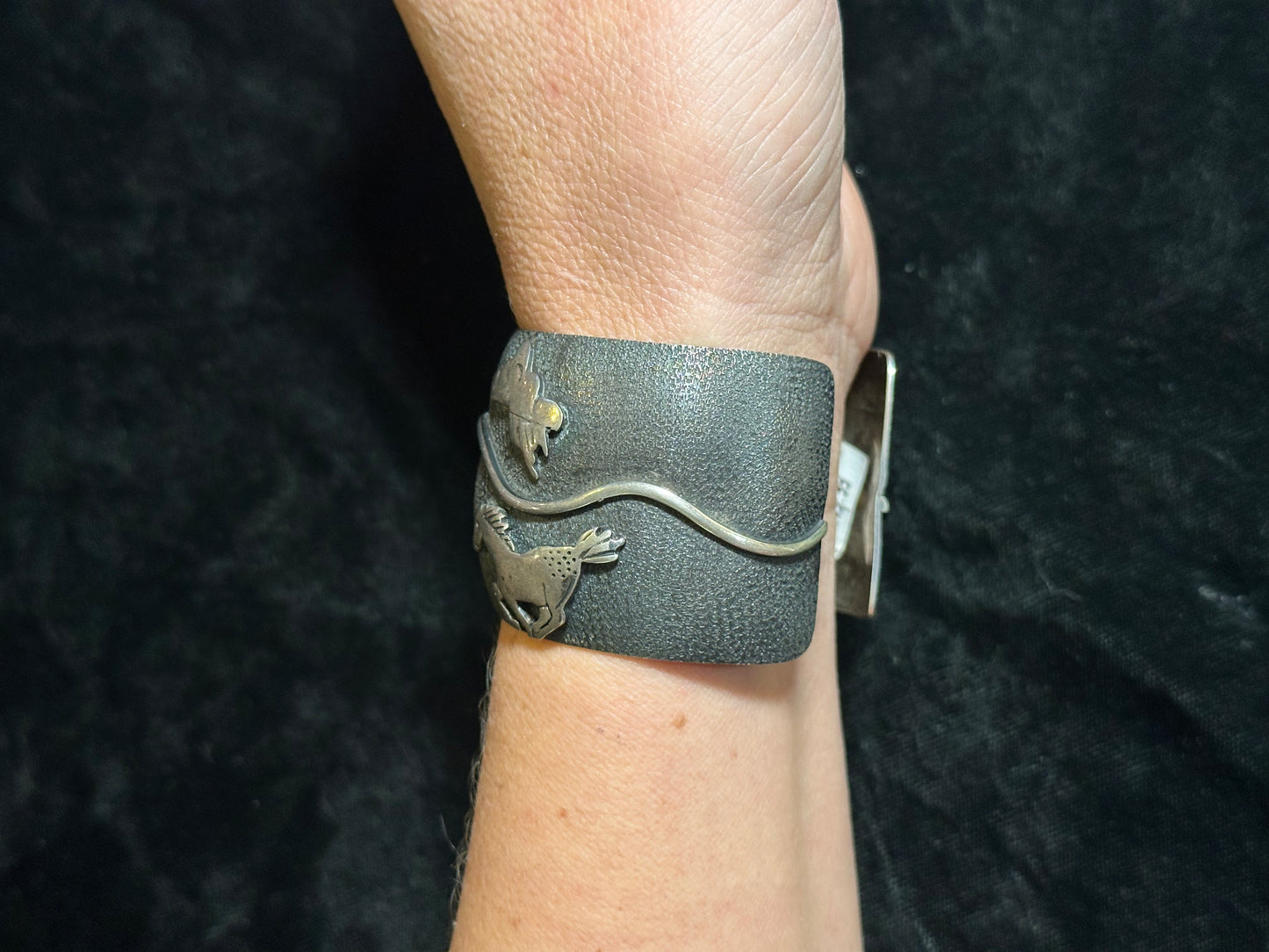 6" - 7" Story Teller Sterling Cuff by Leroy James, Navajo