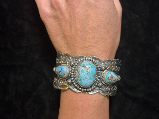 7 1/2" Golden Hills Turquoise Cuff by Jeff Largo, Navajo