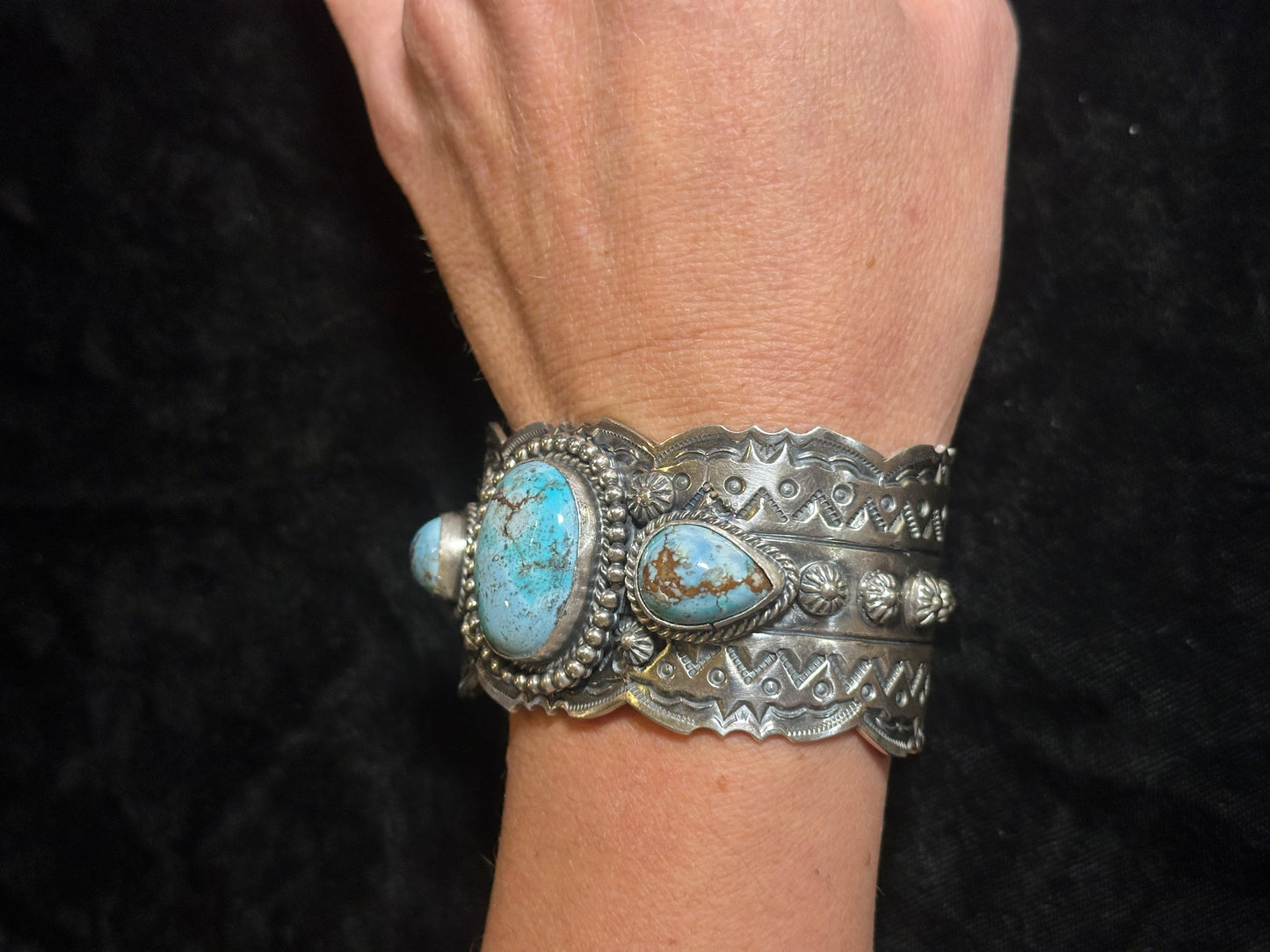 7 1/2" Golden Hills Turquoise Cuff by Jeff Largo, Navajo