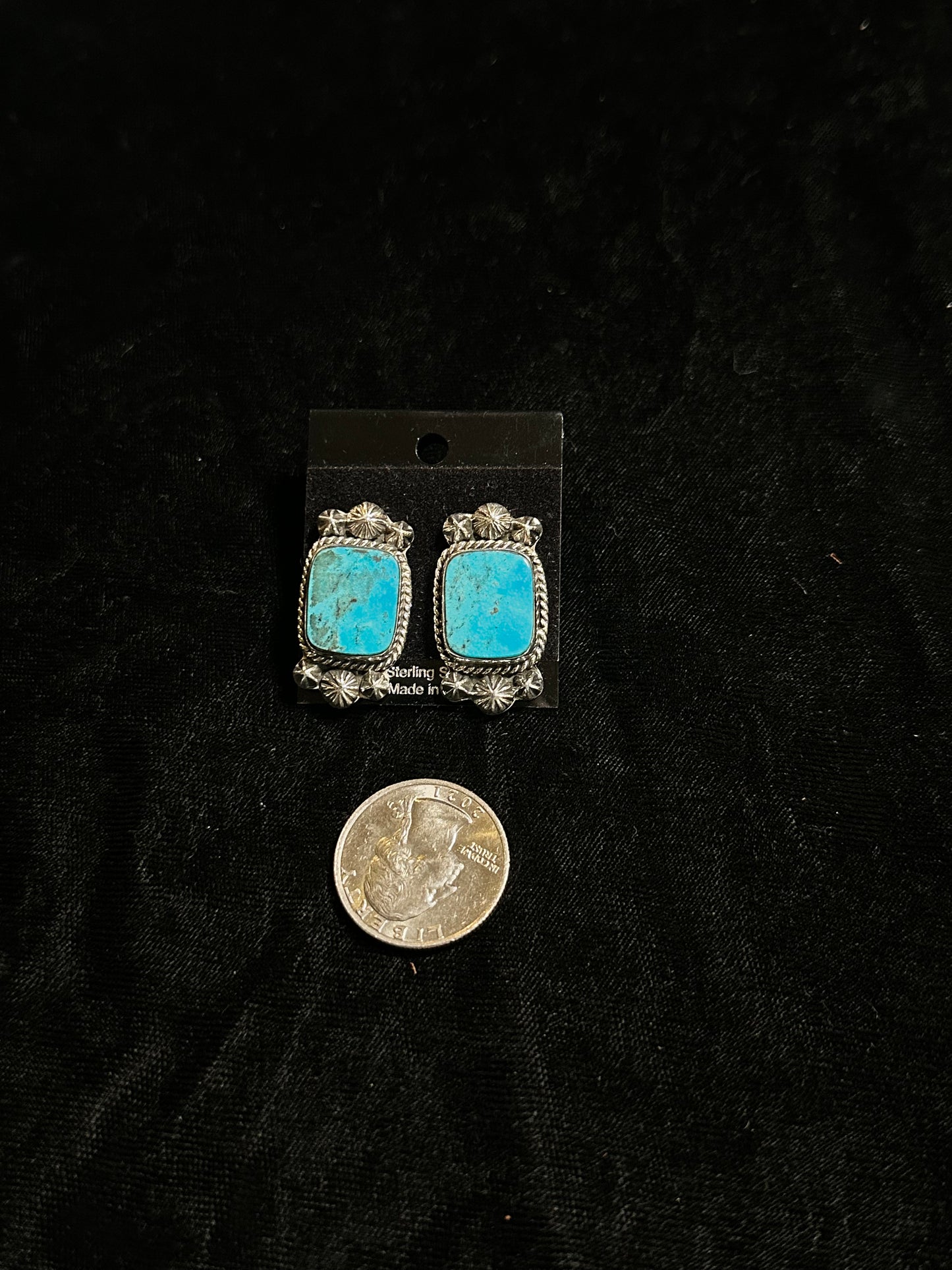 Kingman Turquoise Earrings with Post at Top