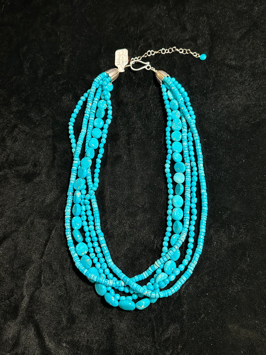 5 Strand Sleeping Beauty Turquoise Necklace