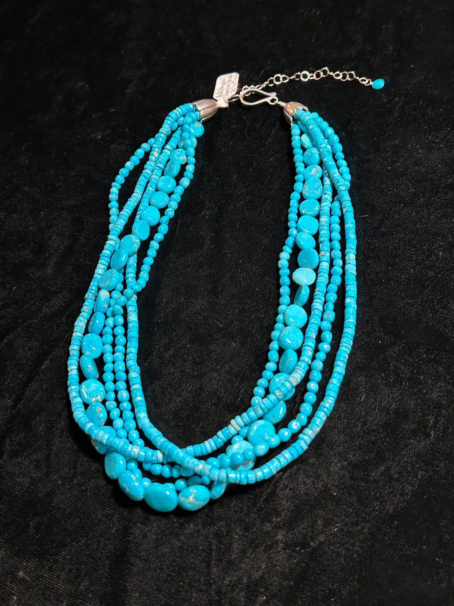 5 Strand Sleeping Beauty Turquoise Necklace
