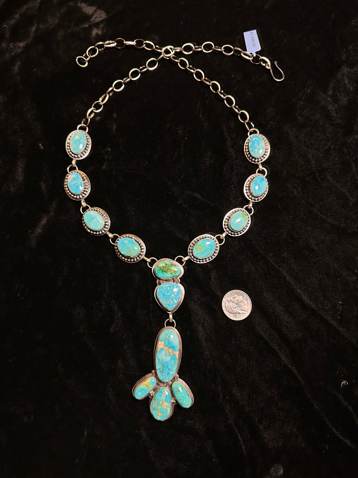 Sonoran Gold Turquoise Lariat by Calvin Delgarito, Navajo