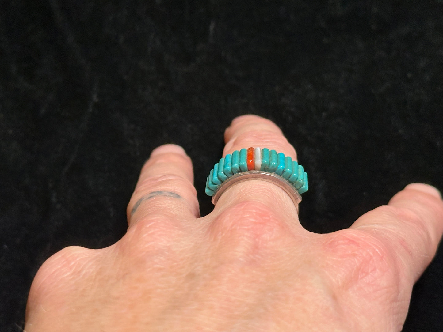 7.5 Vintage Kingman Turquoise and Red Coral